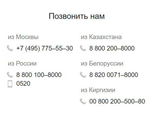 Телефон горячей линии 